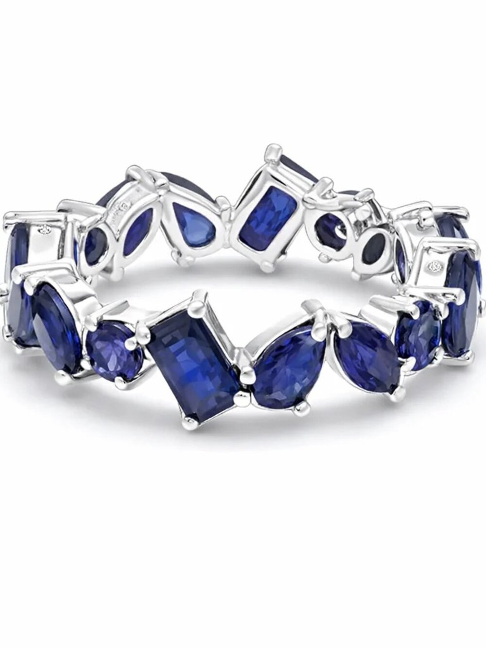 Sapphire Eternity 14K (18K Custom) White Gold Band Ring